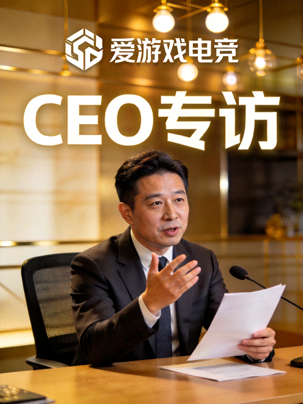爱游戏电竞CEO专访现场肖像 - 正在阐述公司战略的CEO形象