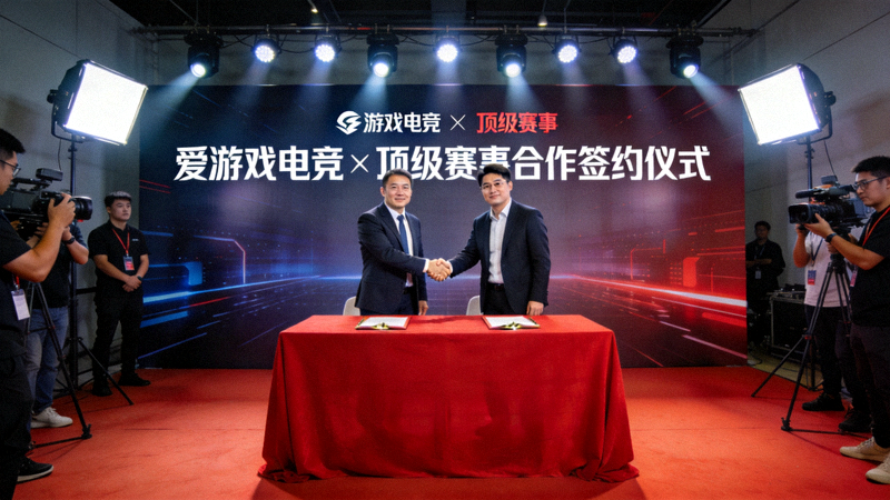爱游戏电竞与顶级赛事合作签约仪式现场，双方代表握手