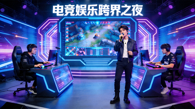 电竞选手与音乐明星同台表演，展示电竞与娱乐的跨界舞台