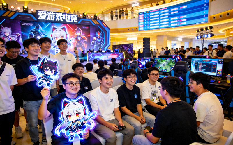 爱游戏电竞平台线下粉丝见面会盛况，众多年轻用户聚集交流，气氛热烈