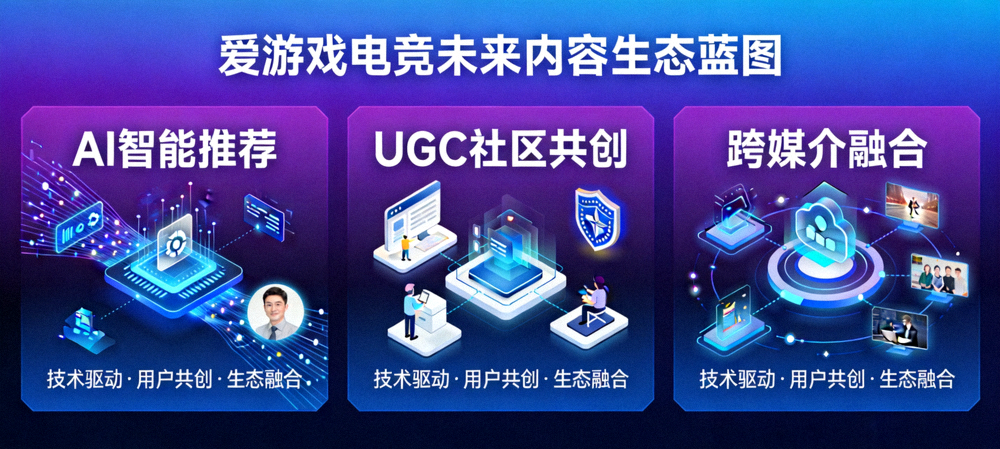 爱游戏电竞未来内容生态蓝图：展示AI智能推荐、UGC社区共创、跨媒介融合等未来演进方向