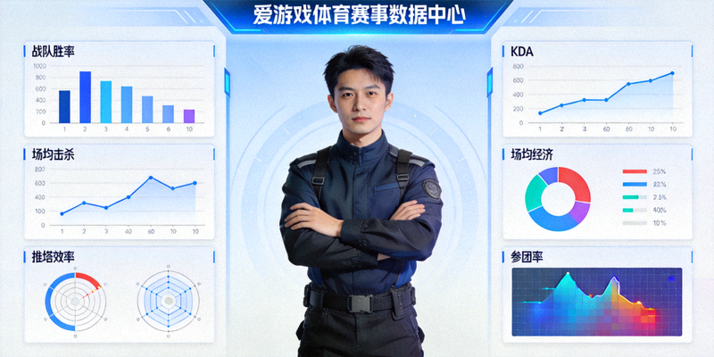 爱游戏体育赛事数据分析界面，展示战队与选手关键指标