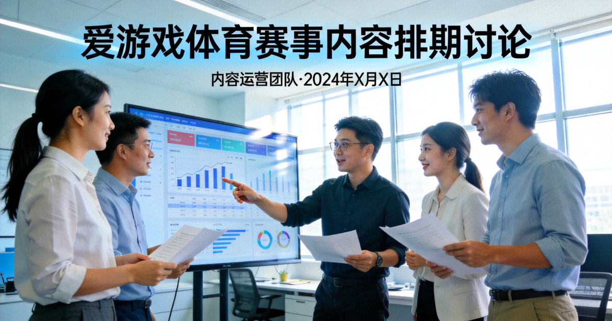 爱游戏体育官网新闻动态配图：内容运营团队在办公空间内围绕数据看板讨论赛事内容排期方案