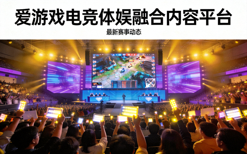 爱游戏电竞体娱融合内容平台新闻动态配图：电竞比赛现场大屏幕与观众席全景