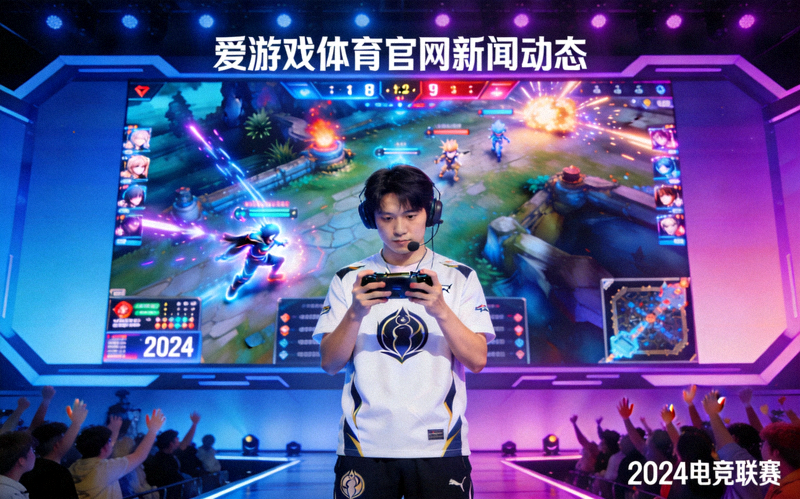 爱游戏体育官网新闻动态配图：电竞选手在比赛舞台中央，背后大屏幕显示对战画面